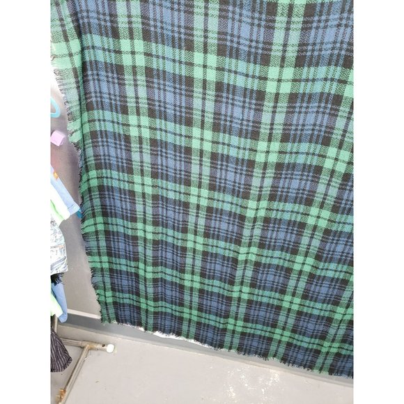 Modality green plaid tartan blanket scarf 48x48‎ oversized boho - Picture 4 of 10